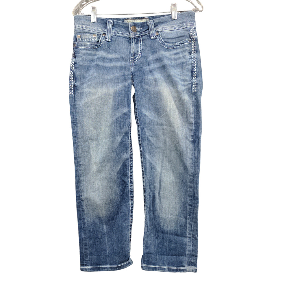 BKE Denim Women's Payton Jeans Blue 27 5-Pocket Whisker Medium Wash